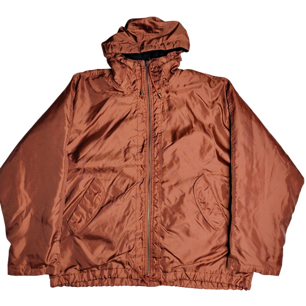 Vintage Copper Color Nylon Hooded Winter Jacket XL W Brand